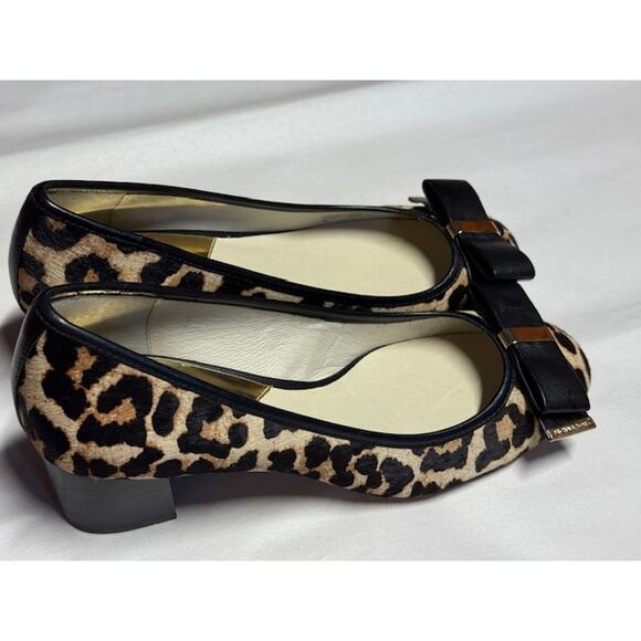 Michael Kors Leopard Print Calf Hair Pumps Bow Detail Chunky Heel Size 7M - Picture 4 of 12